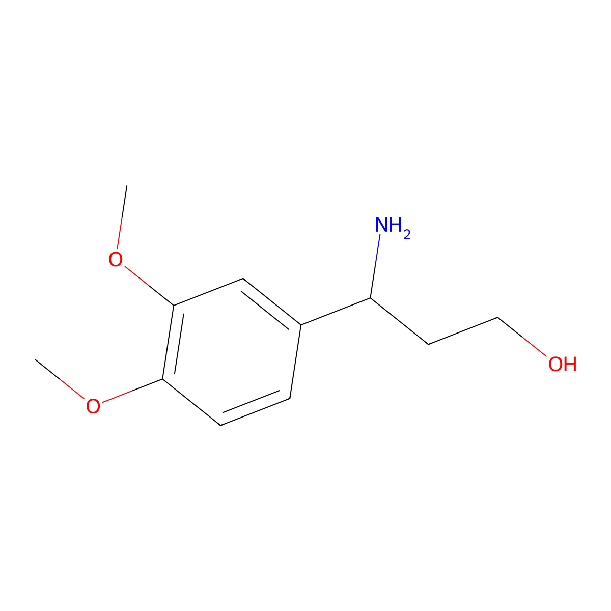 3-Amino-3-(3,4-dimethoxyphenyl)propan-1-ol molecular structure, CAS 201408-35-7