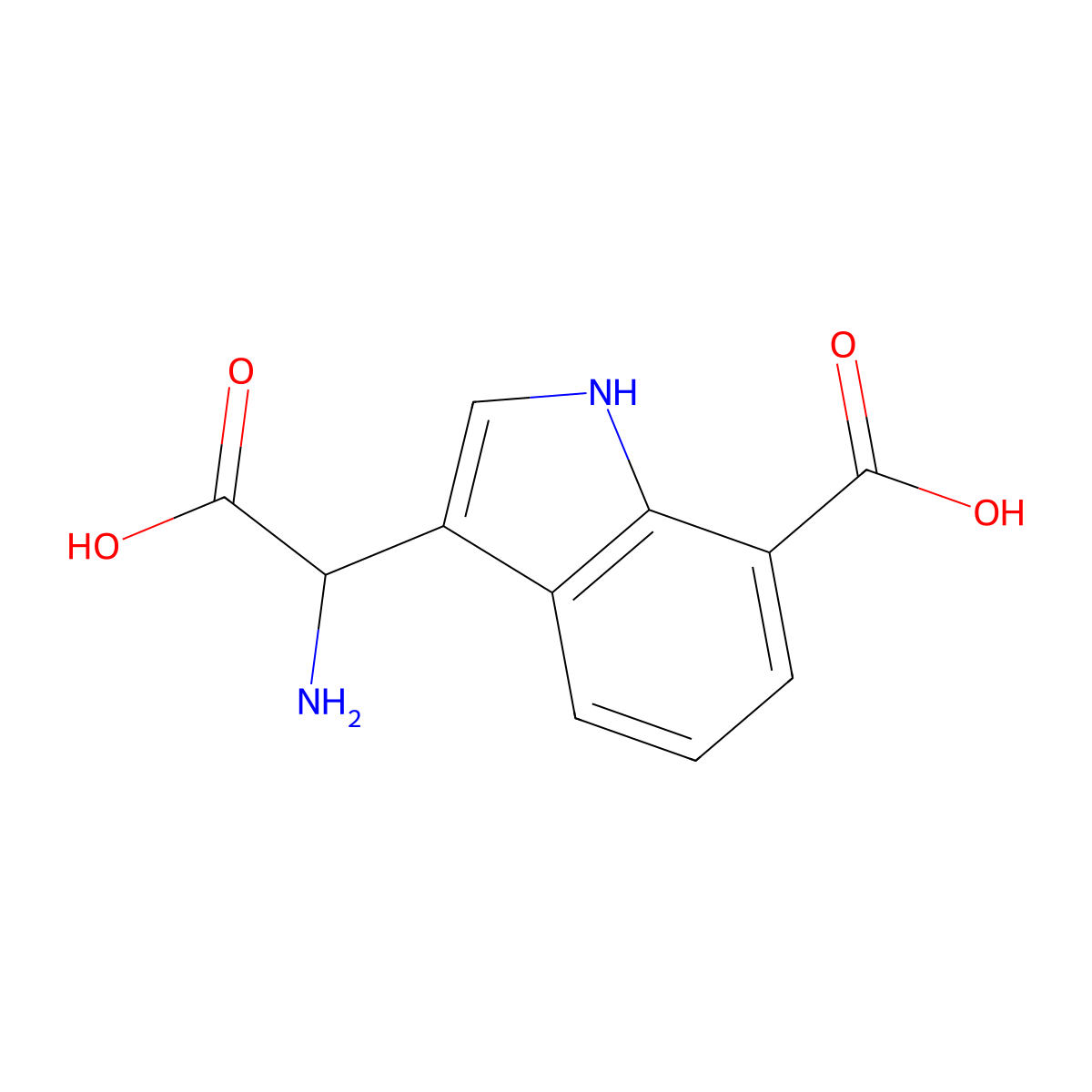 3-[amino(carboxy)methyl]-1H-indole-7-carboxylic acid molecular structure, CAS 201410-09-5