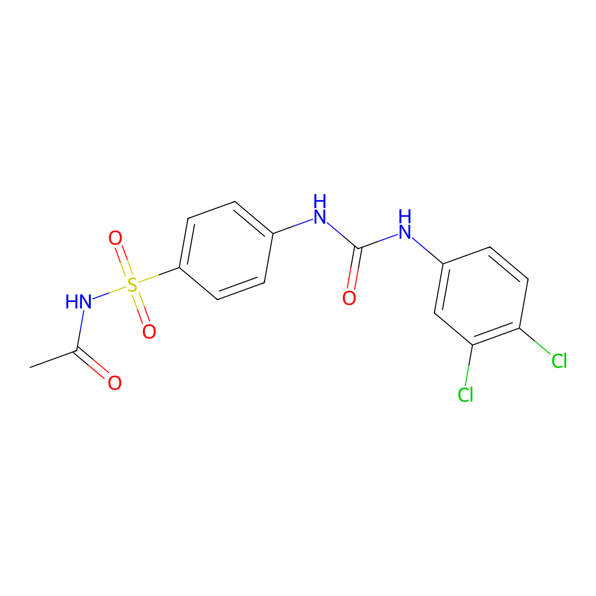N-[4-[(3,4-dichlorophenyl)carbamoylamino]phenyl]sulfonylacetamide molecular structure, CAS 201415-43-2