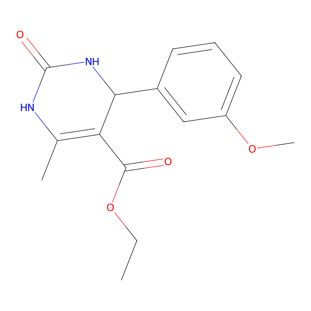 Ethyl 4-(3-methoxyphenyl)-6-methyl-2-oxo-1,2,3,4-tetrahydropyrimidine-5-carboxylate molecular structure, CAS 201416-29-7