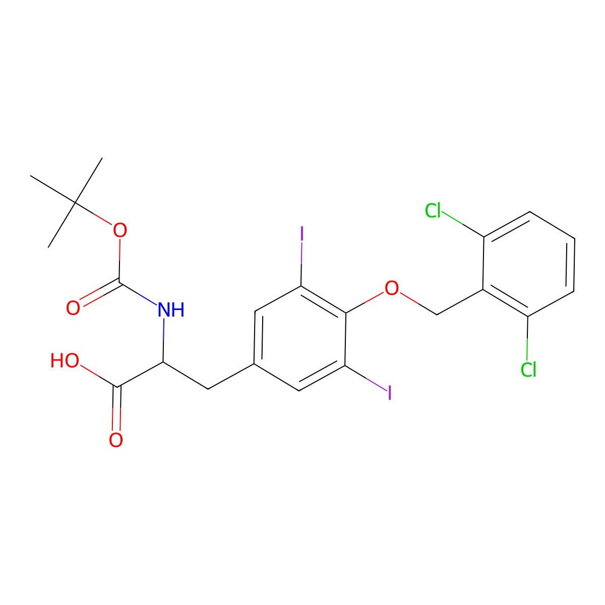 Boc-3,5-diiodo-tyr(2',6'-dichloro-bzl)-OH molecular structure, CAS 201416-66-2