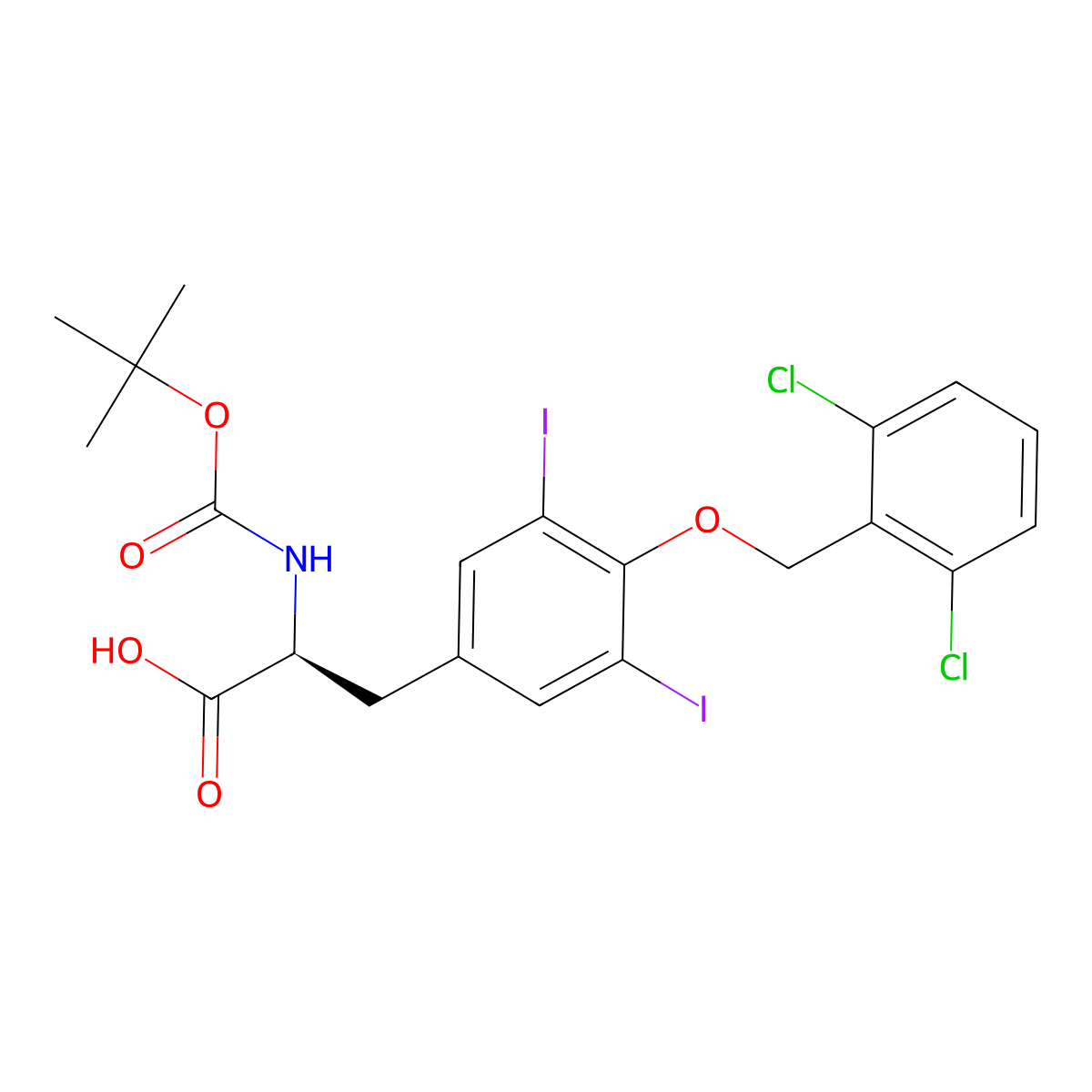 Boc-3,5-diiodo-tyr(2',6'-dichloro-bzl)-OH molecular structure, CAS 201416-66-2