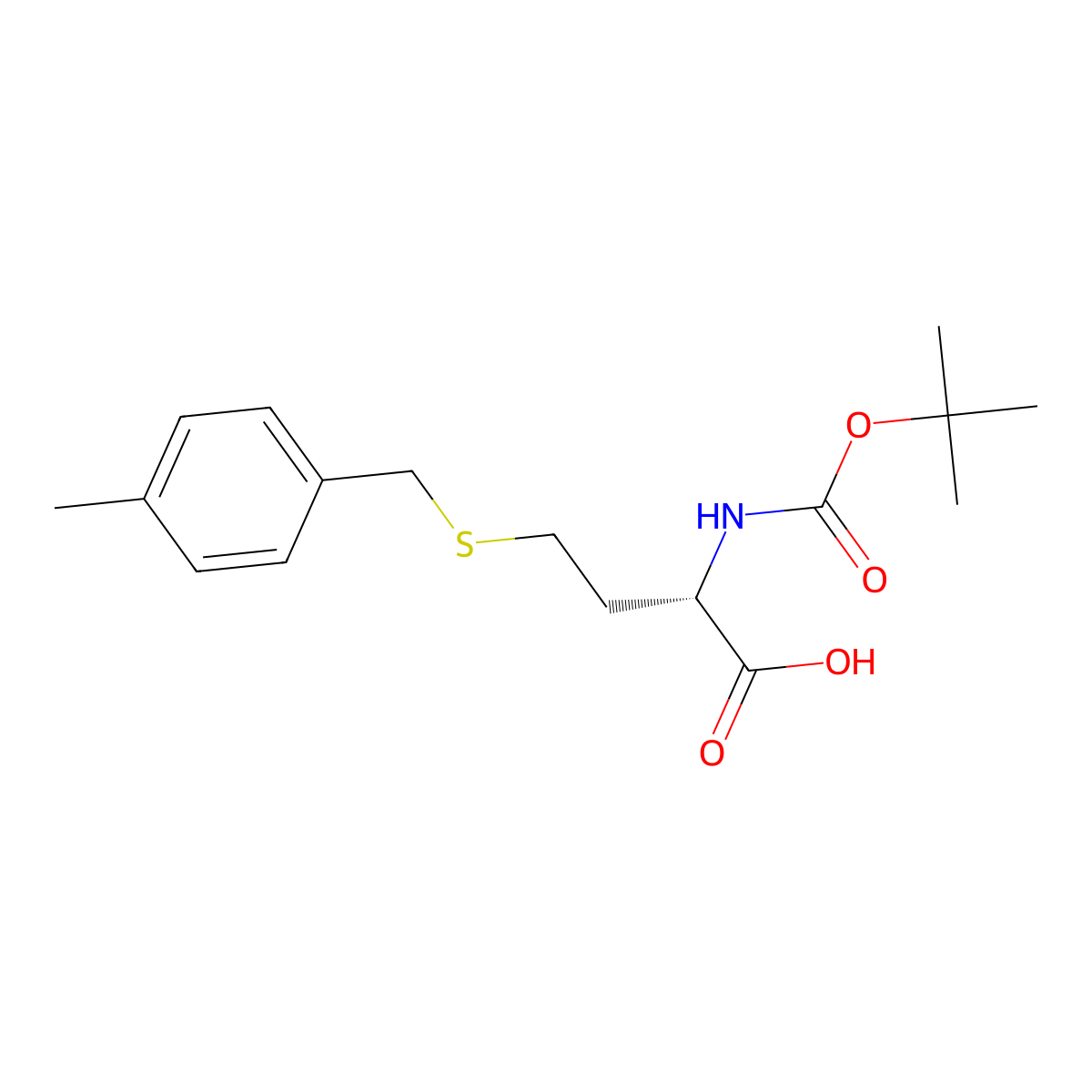 (S)-2-((tert-Butoxycarbonyl)amino)-4-((4-methylbenzyl)thio)butanoic acid molecular structure, CAS 201419-15-0