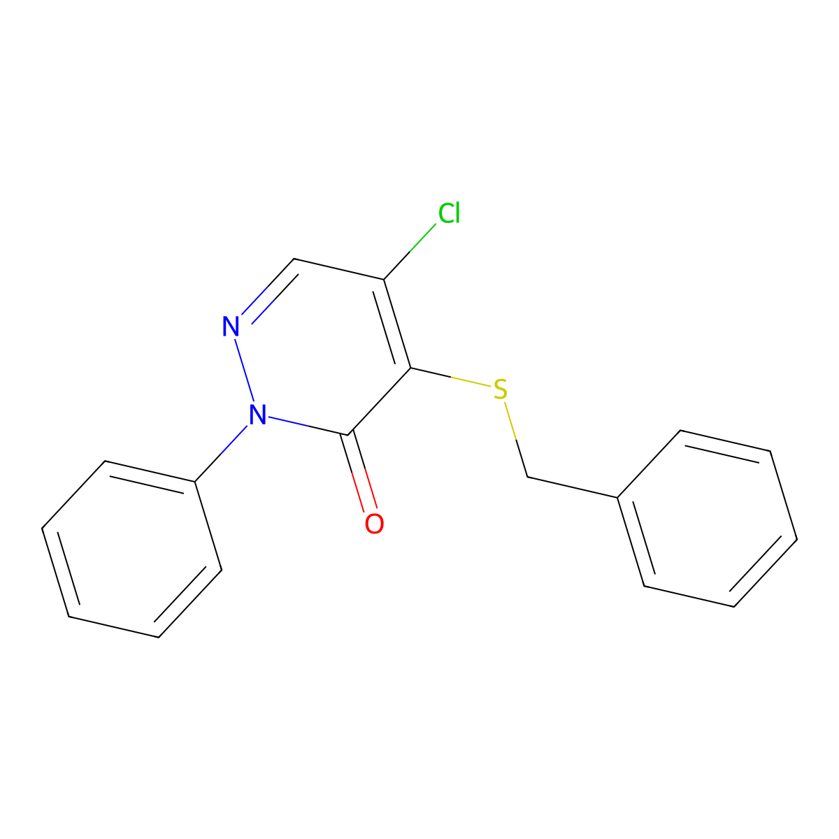 4-Benzylsulfanyl-5-chloro-2-phenylpyridazin-3-one molecular structure, CAS 20142-47-6