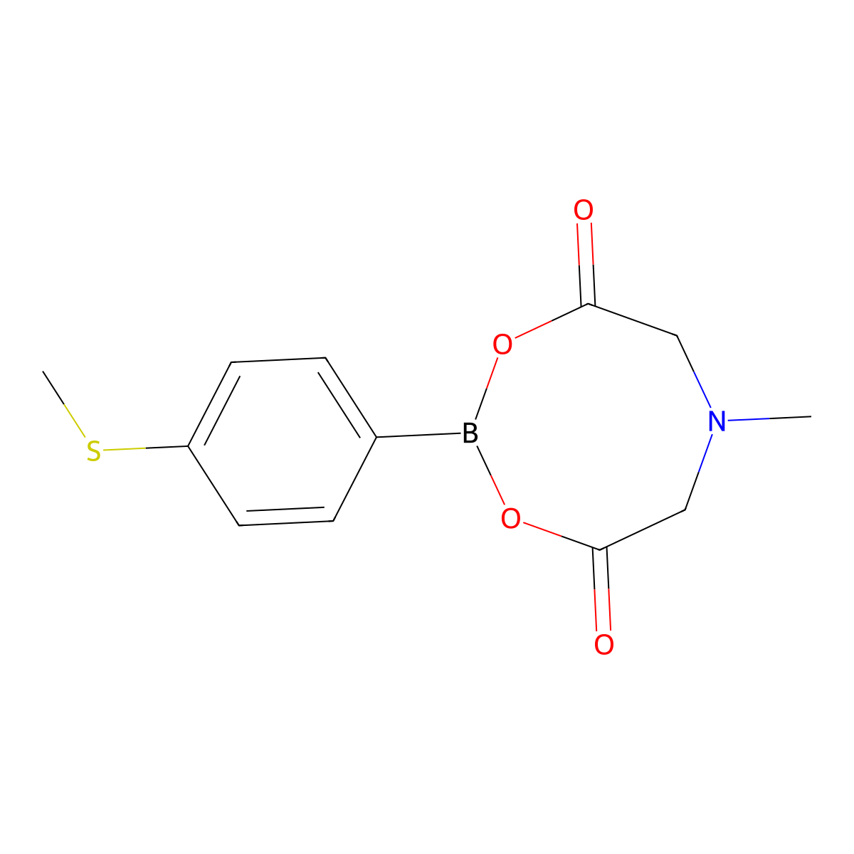 6-Methyl-2-[4-(methylsulfanyl)phenyl]-1,3,6,2-dioxazaborocane-4,8-dione molecular structure, CAS 2014379-39-4
