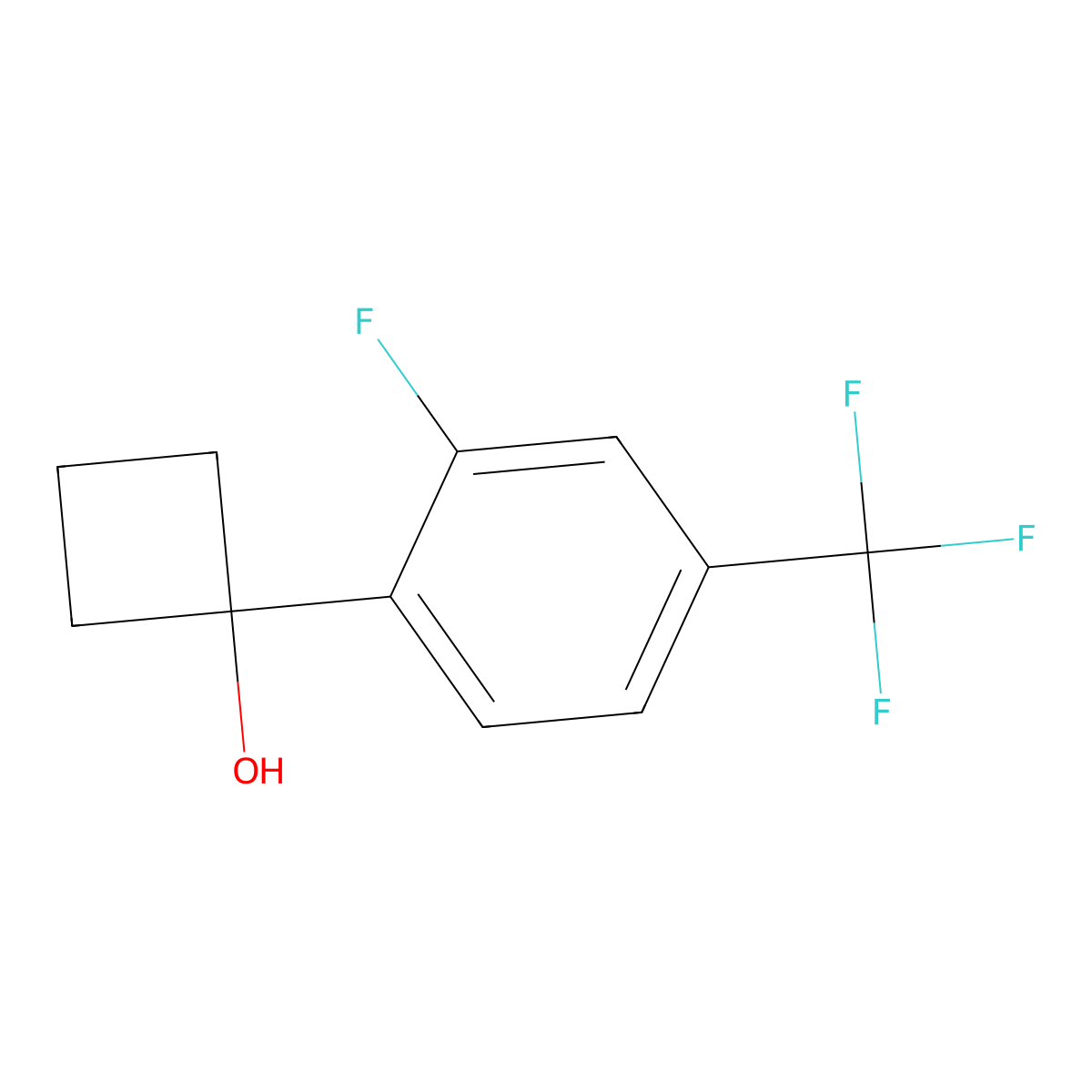 1-(2-Fluoro-4-(trifluoromethyl)phenyl)cyclobutanol molecular structure, CAS 2014423-87-9