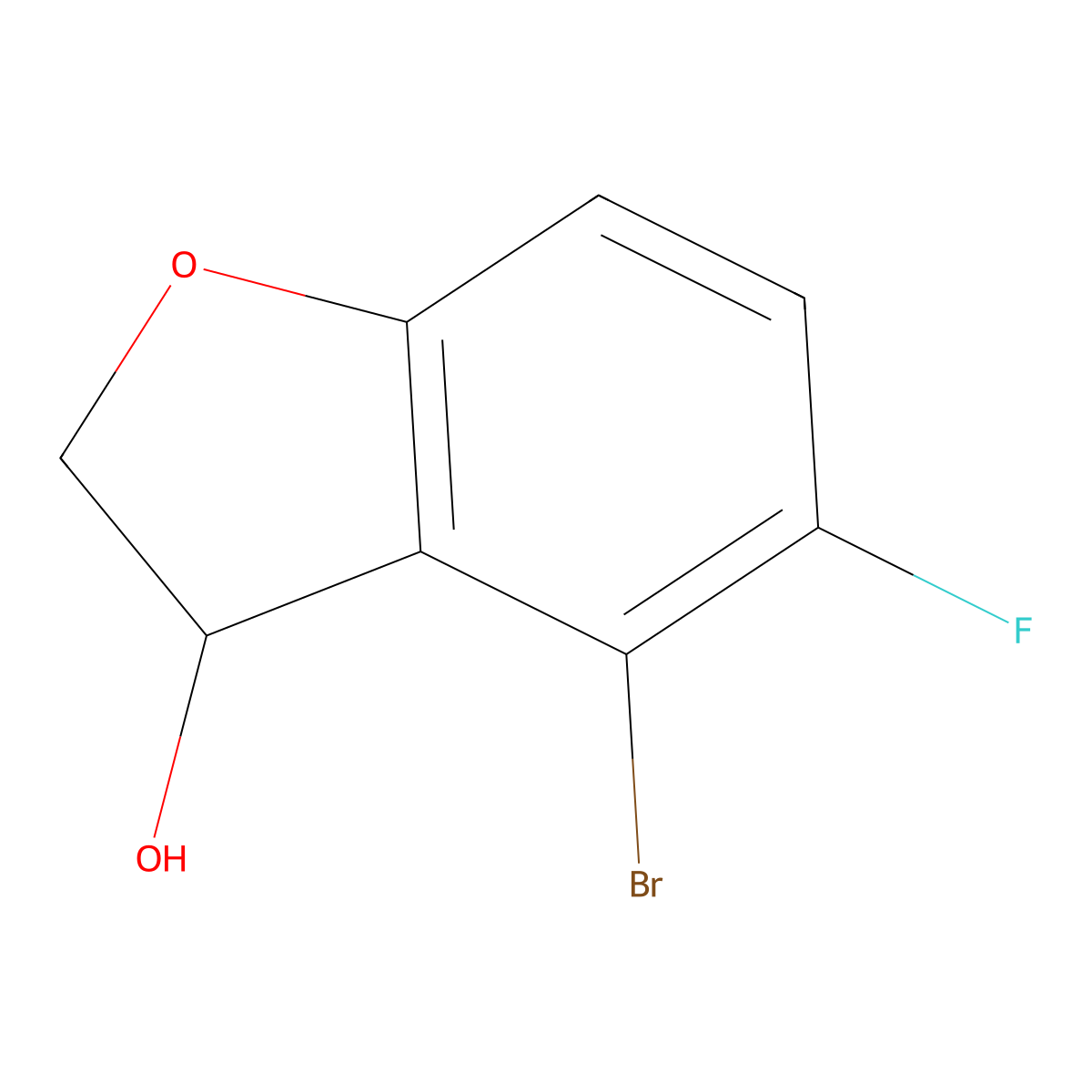 4-Bromo-5-fluoro-2,3-dihydrobenzofuran-3-OL molecular structure, CAS 2014450-73-6