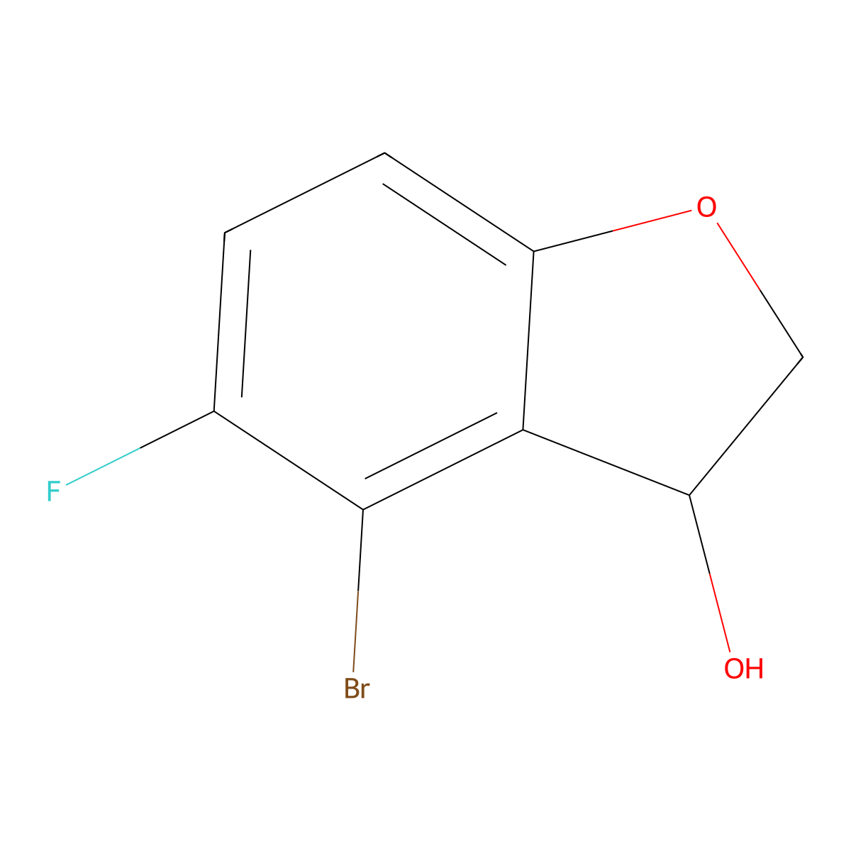 4-Bromo-5-fluoro-2,3-dihydrobenzofuran-3-OL molecular structure, CAS 2014450-73-6
