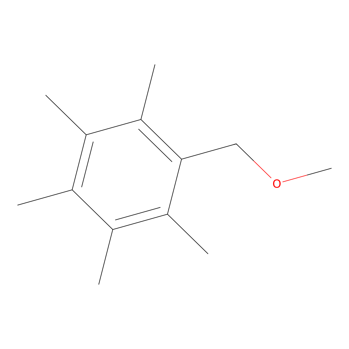 Benzene, methoxymethyl-pentamethyl- molecular structure, CAS 20145-50-0