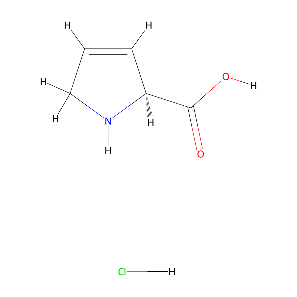 (S)-2,5-Dihydro-1H-pyrrole-2-carboxylic acid hydrochloride molecular structure, CAS 201469-31-0
