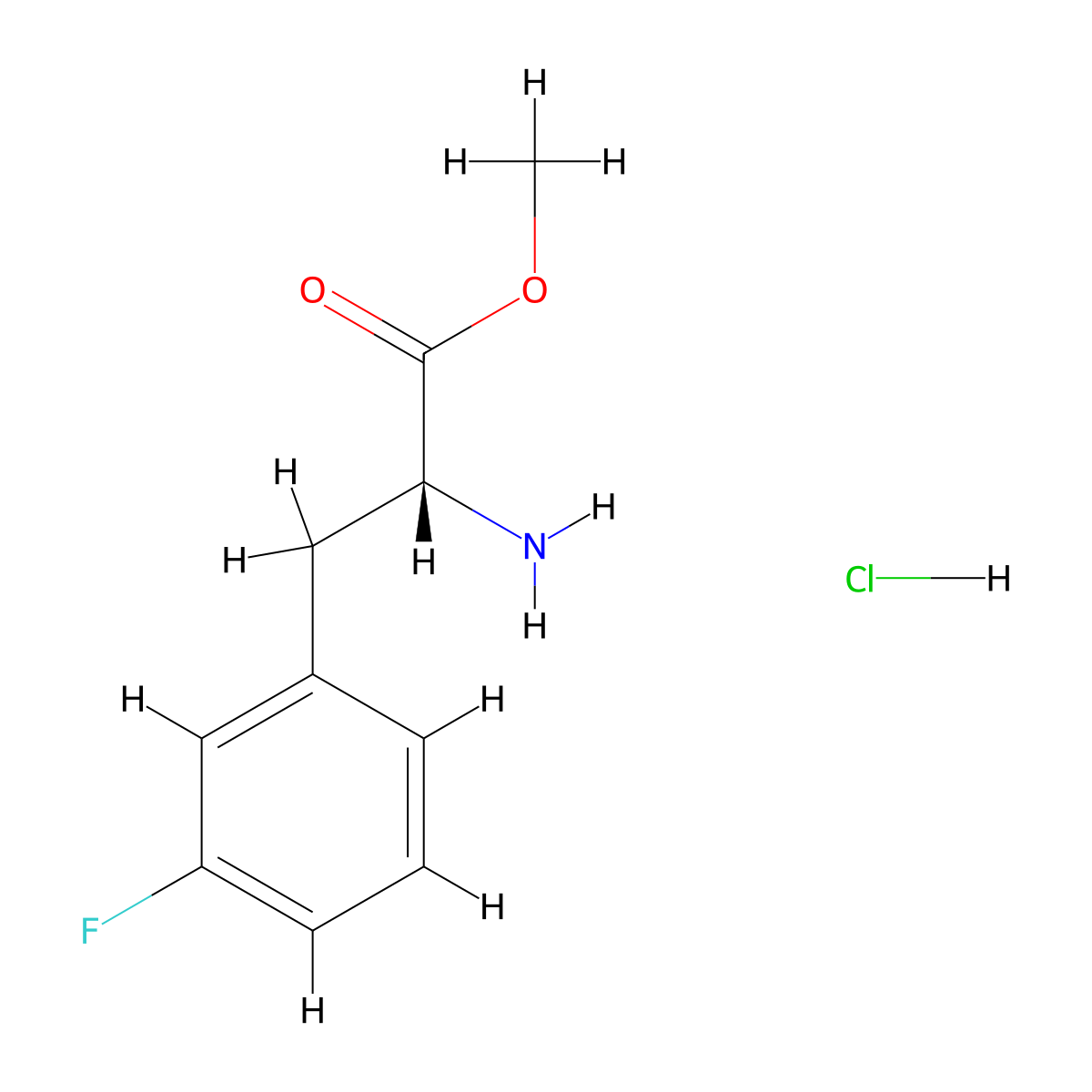 Methyl 3-fluoro-D-phenylalaninate--hydrogen chloride (1/1) molecular structure, CAS 201479-09-6