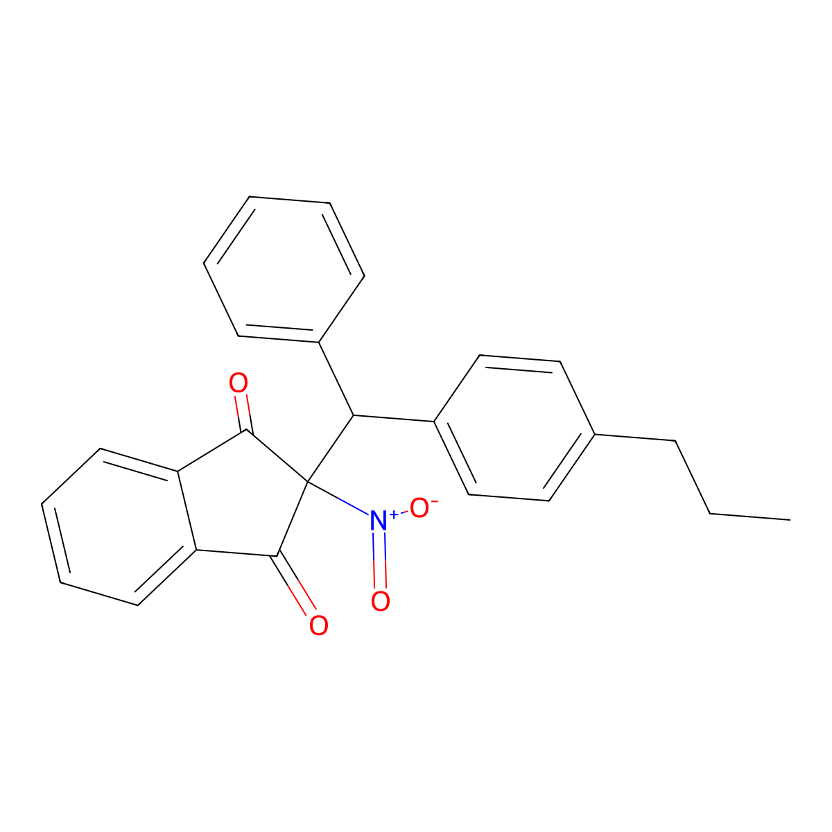 2-nitro-2-[phenyl(4-propylphenyl)methyl]-1H-indene-1,3(2H)-dione molecular structure, CAS 201481-10-9