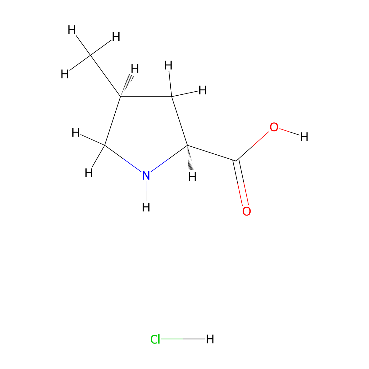 (2S,4S)-4-Methyl-pyrrolidine-2-carboxylic acid hydrochloride molecular structure, CAS 201481-62-1