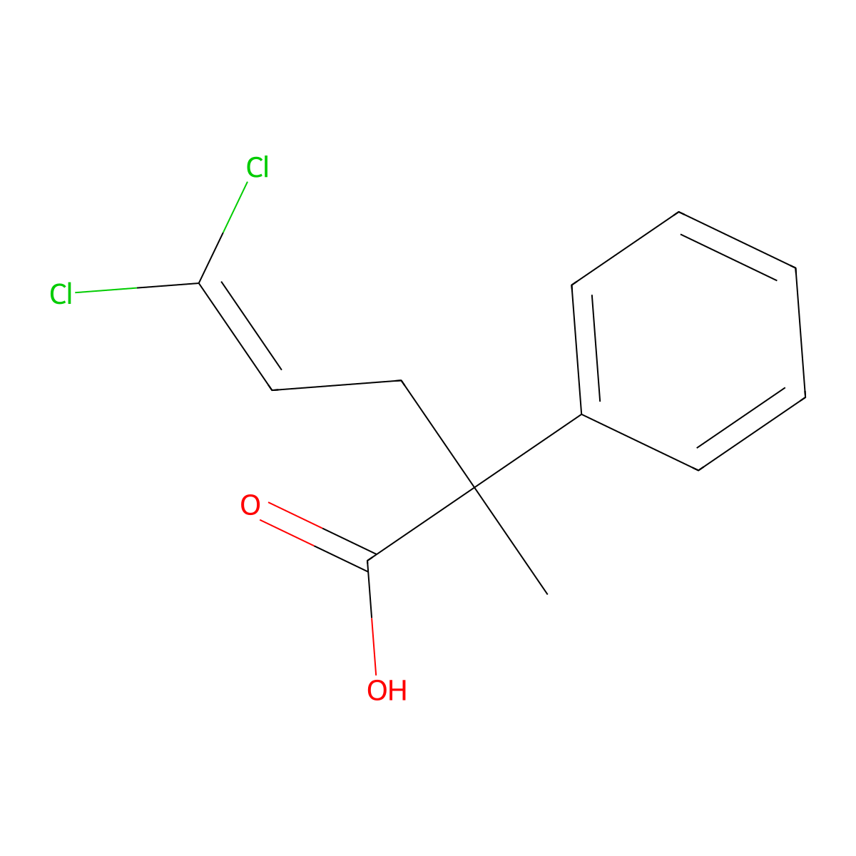 5,5-Dichloro-2-methyl-2-phenylpent-4-enoic acid molecular structure, CAS 2014836-55-4