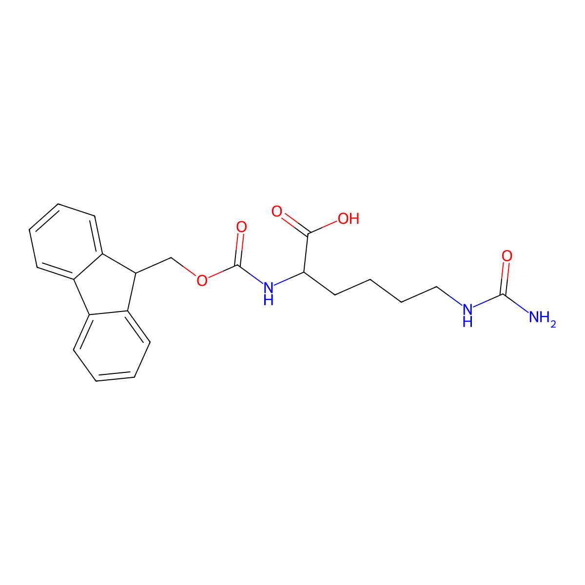 (R)-2-((((9H-Fluoren-9-yl)methoxy)carbonyl)amino)-6-ureidohexanoic acid molecular structure, CAS 201485-38-3