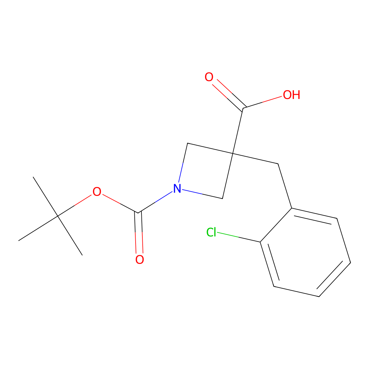 1-[(Tert-butoxy)carbonyl]-3-[(2-chlorophenyl)methyl]azetidine-3-carboxylic acid molecular structure, CAS 2014876-59-4