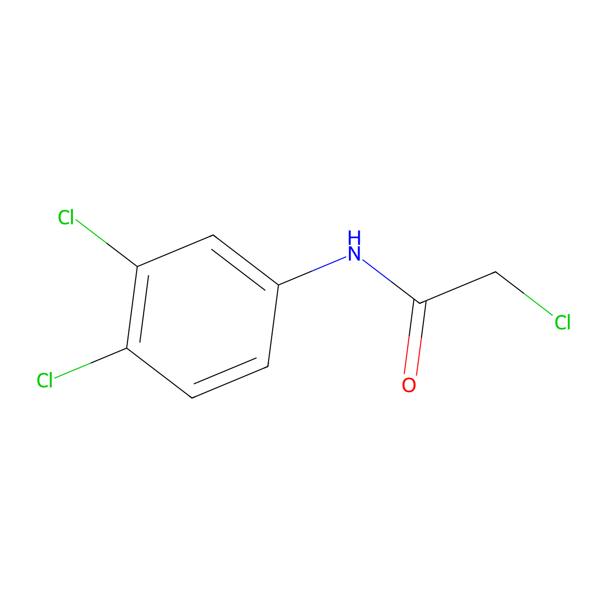 2-chloro-N-(3,4-dichlorophenyl)acetamide molecular structure, CAS 20149-84-2