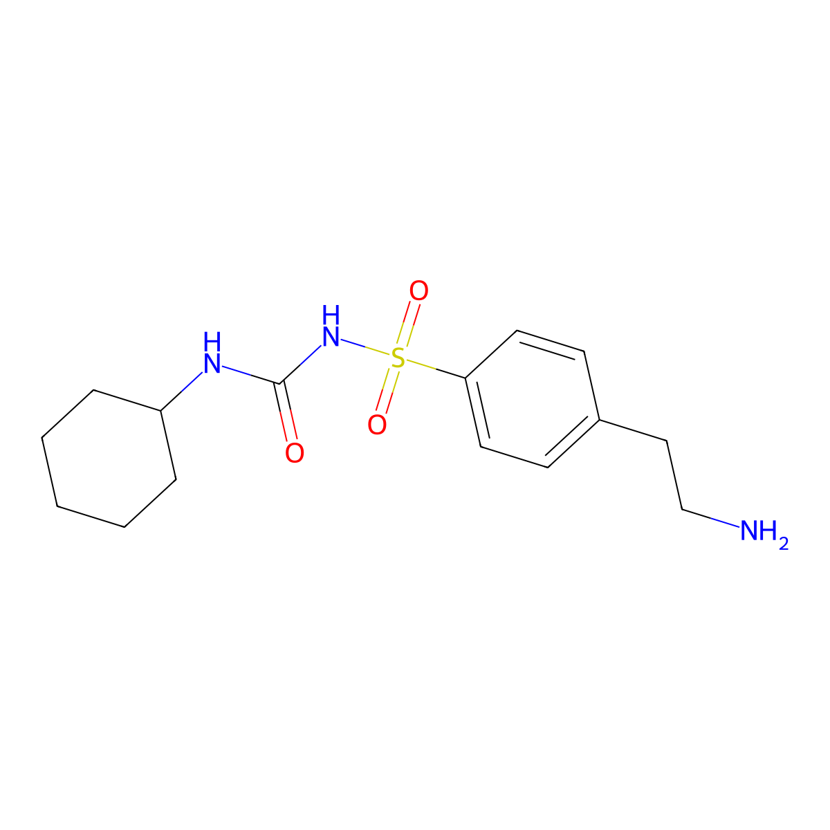 4-(2-Aminoethyl)-N-(cyclohexylcarbamoyl)benzene-1-sulfonamide molecular structure, CAS 2015-16-9
