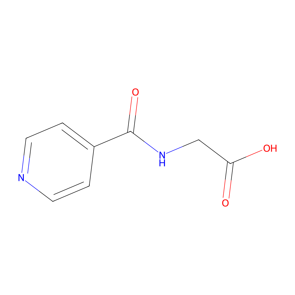 Isonicotinylglycine molecular structure, CAS 2015-20-5