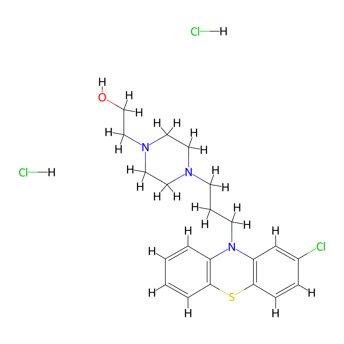 Perphenazine dihydrochloride molecular structure, CAS 2015-28-3