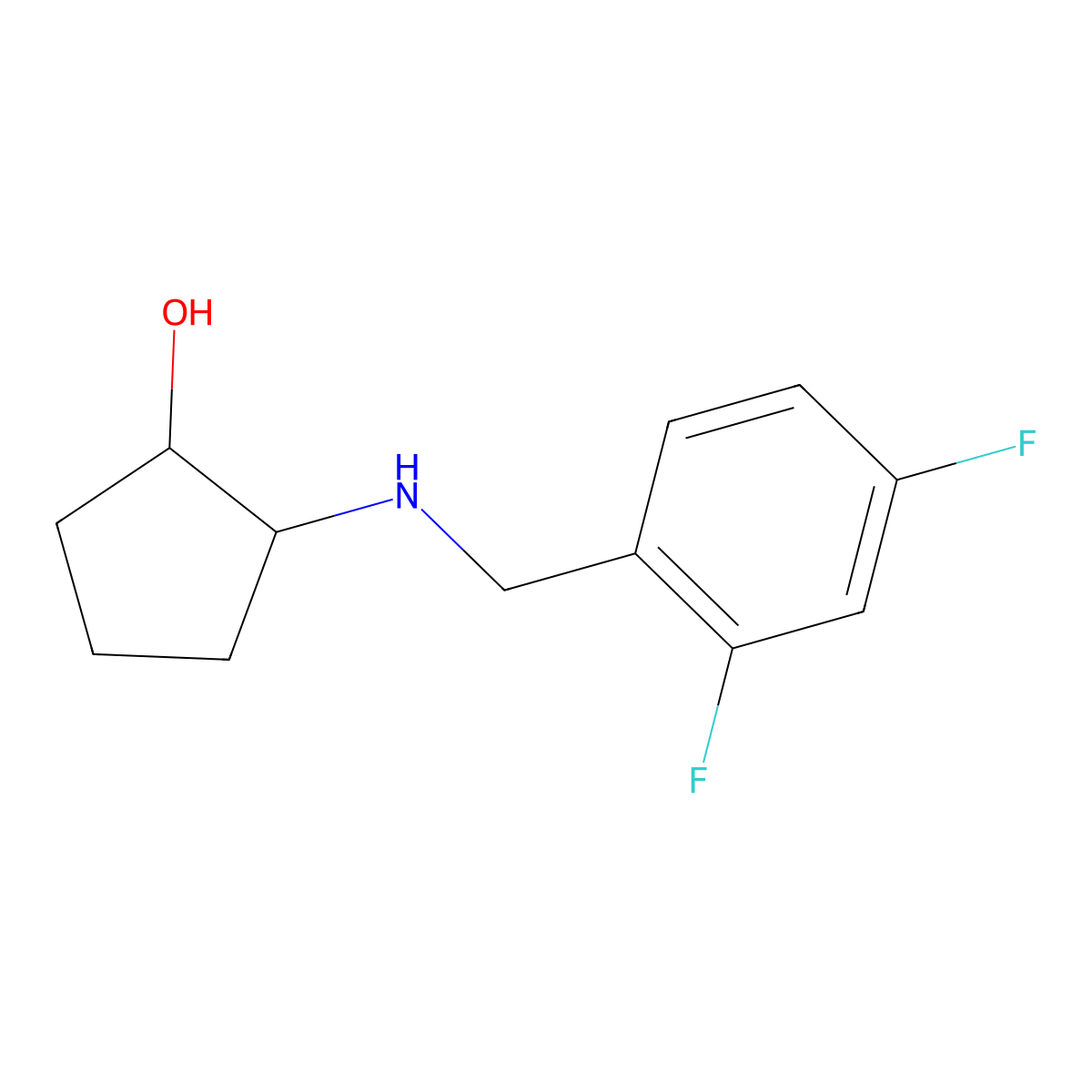 (1R,2R)-2-{[(2,4-difluorophenyl)methyl]amino}cyclopentan-1-ol molecular structure, CAS 2015208-18-9