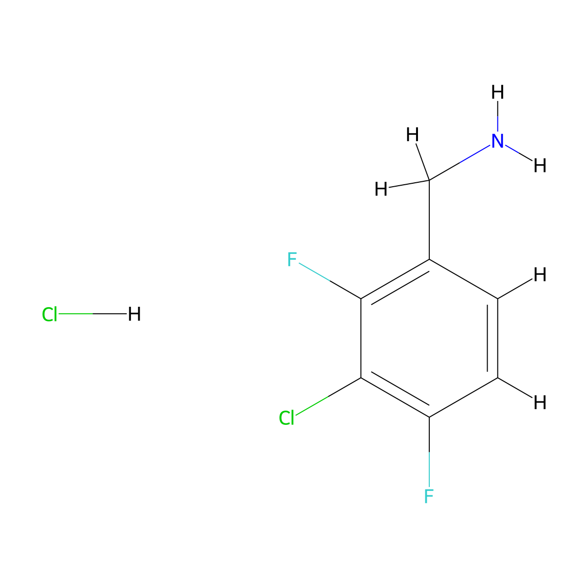 (3-Chloro-2,4-difluorophenyl)methanamine hydrochloride molecular structure, CAS 2015219-78-8