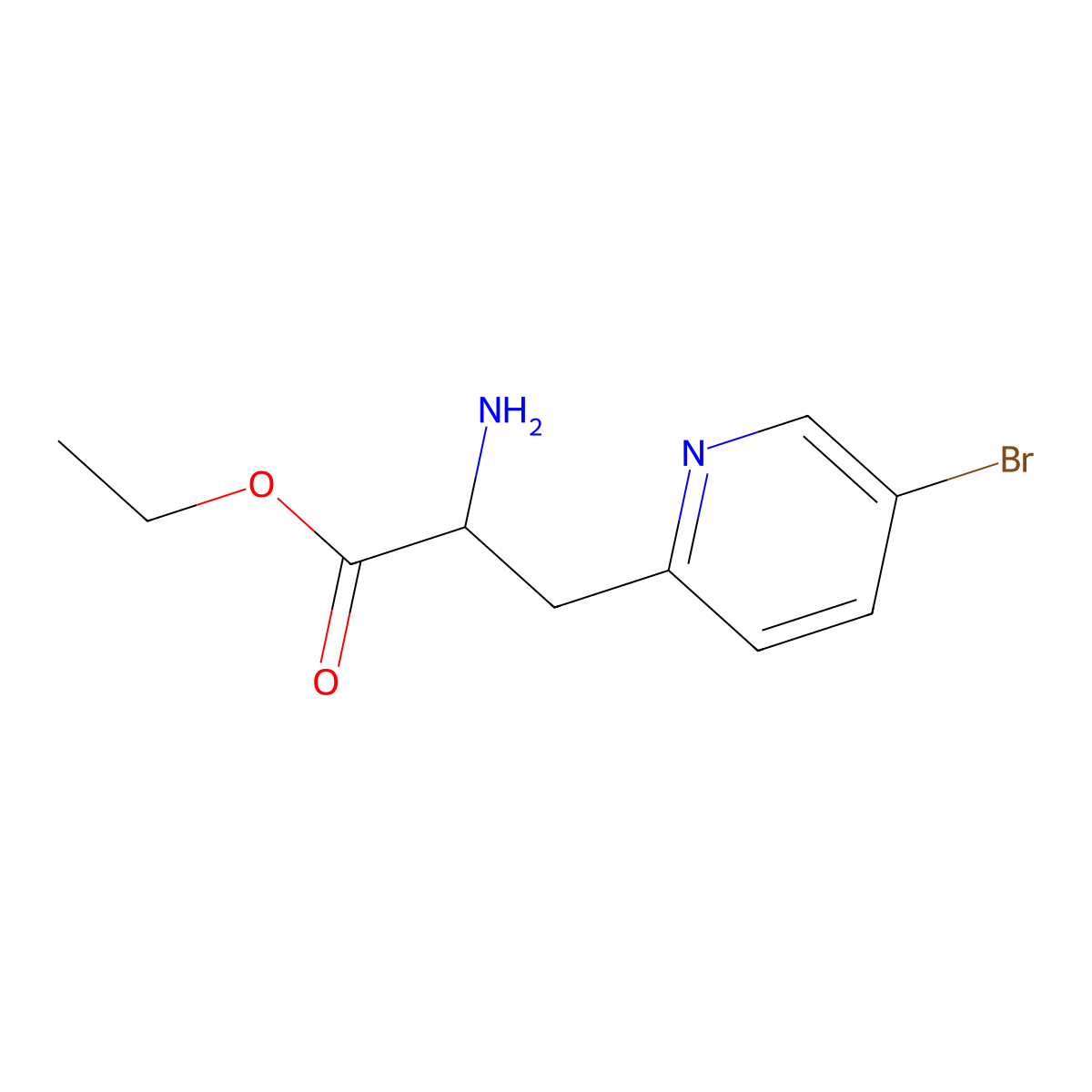 ethyl (2S)-2-amino-3-(5-bromopyridin-2-yl)propanoate molecular structure, CAS 2015223-37-5