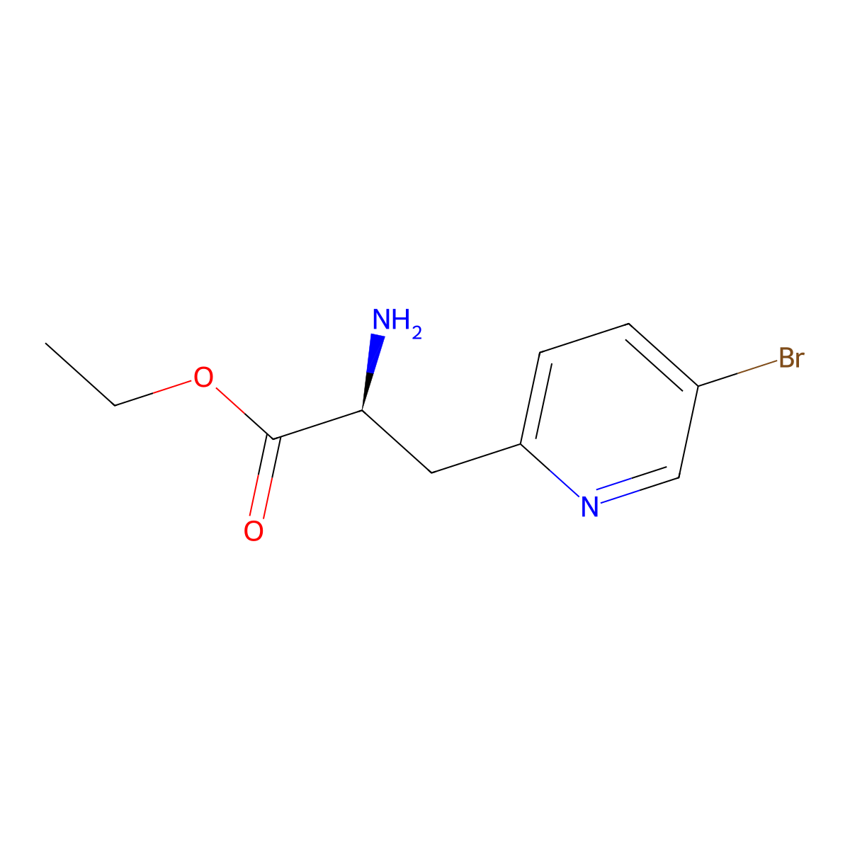 ethyl (2S)-2-amino-3-(5-bromopyridin-2-yl)propanoate molecular structure, CAS 2015223-37-5