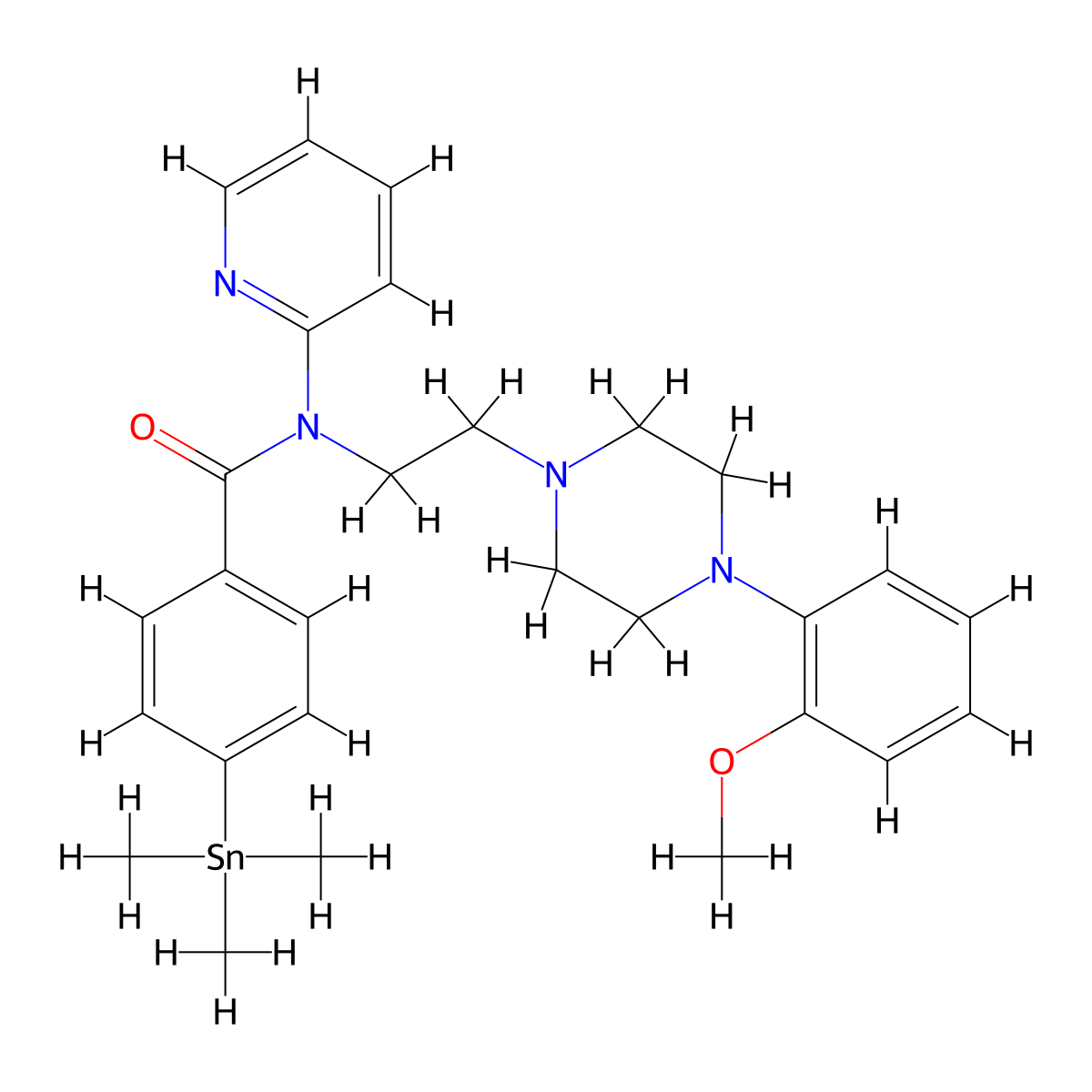 N-[2-[4-(2-Methoxyphenyl)-1-piperazinyl]ethyl]-N-(2-pyridyl)-4-(trimethylstannyl)benzamide molecular structure, CAS 2015236-77-6