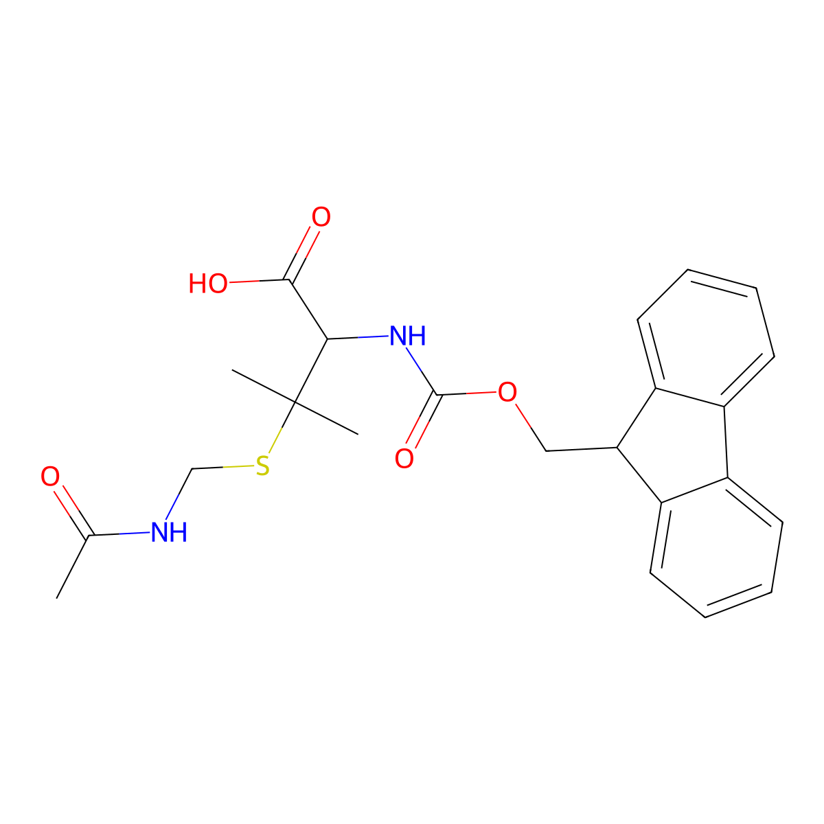 3-((Acetamidomethyl)sulfanyl)-N-(((9H-fluoren-9-yl)methoxy)carbonyl)-L-valine molecular structure, CAS 201531-76-2