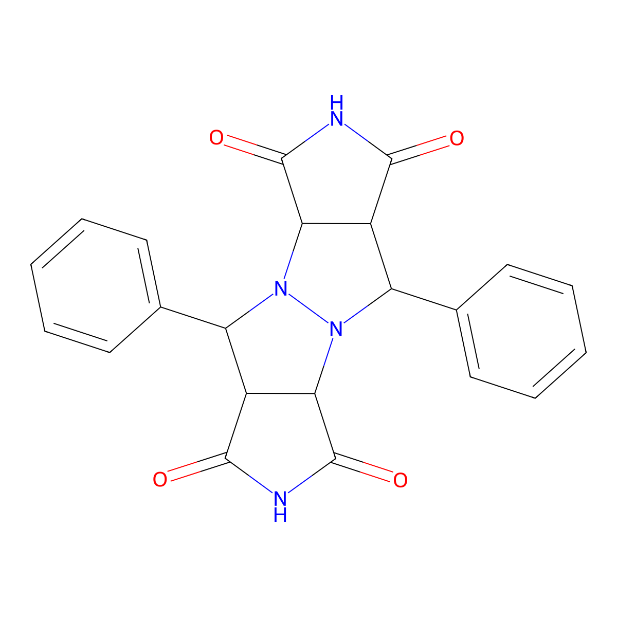 5,10-diphenyltetrahydropyrrolo[3,4-c]pyrrolo[3',4':4,5]pyrazolo[1,2-a]pyrazole-1,3,6,8(2H,3aH,5H,7H)-tetrone molecular structure, CAS 201536-05-2