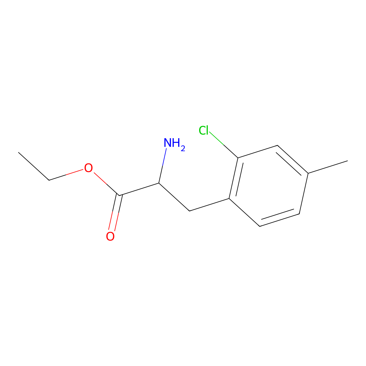 ethyl (2S)-2-amino-3-(2-chloro-4-methylphenyl)propanoate molecular structure, CAS 2015362-24-8
