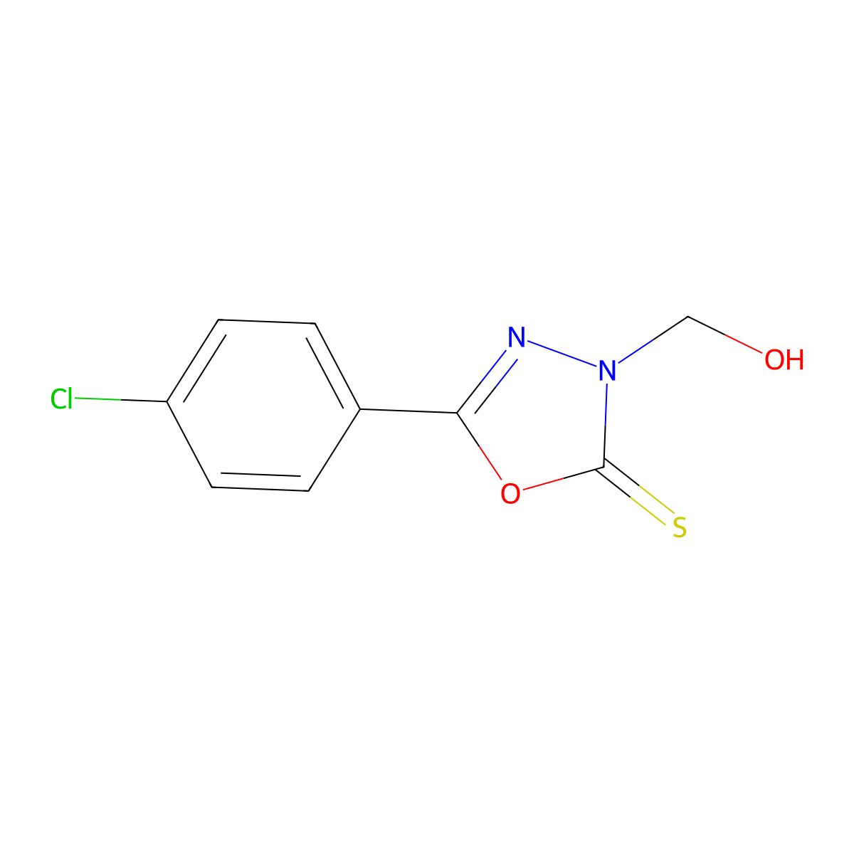 5-(4-chlorophenyl)-3-(hydroxymethyl)-1,3,4-oxadiazole-2(3H)-thione molecular structure, CAS 20154-51-2