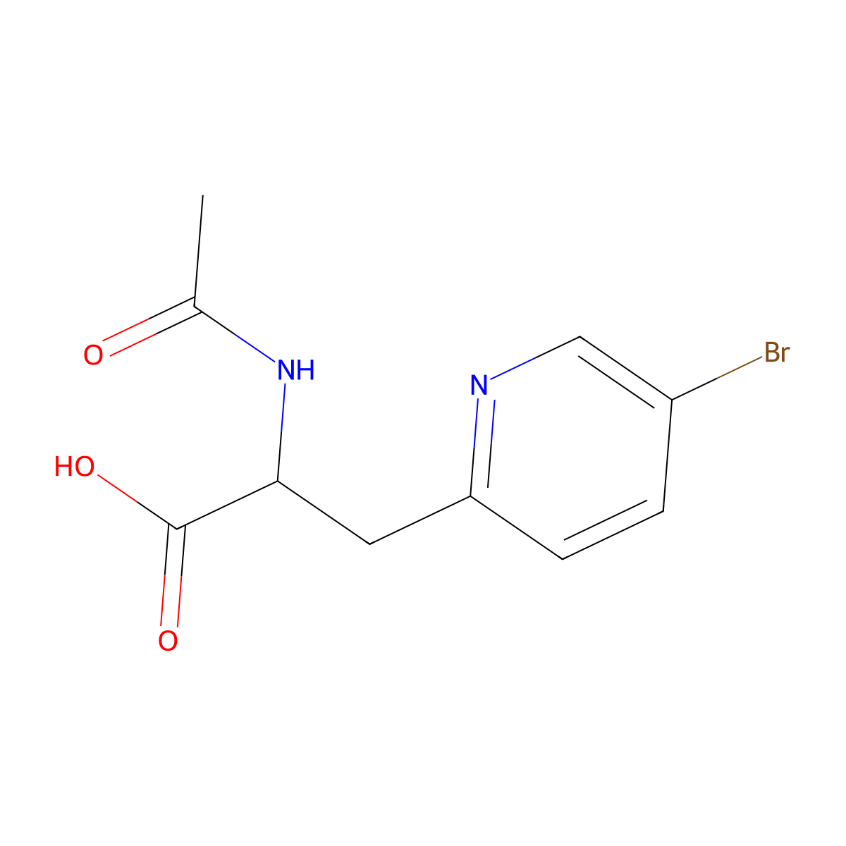 (2S)-3-(5-bromopyridin-2-yl)-2-acetamidopropanoic acid molecular structure, CAS 2015409-76-2