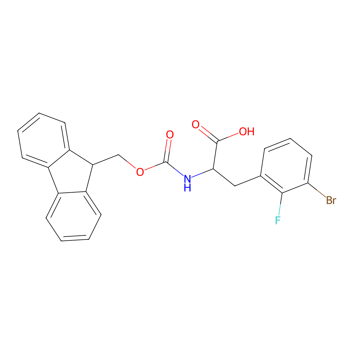 N-Fmoc-3-bromo-2-fluoro-L-phenylalanine molecular structure, CAS 2015410-80-5