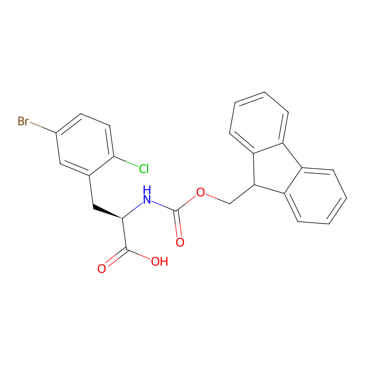 N-Fmoc-5-bromo-2-chloro-D-phenylalanine molecular structure, CAS 2015413-31-5