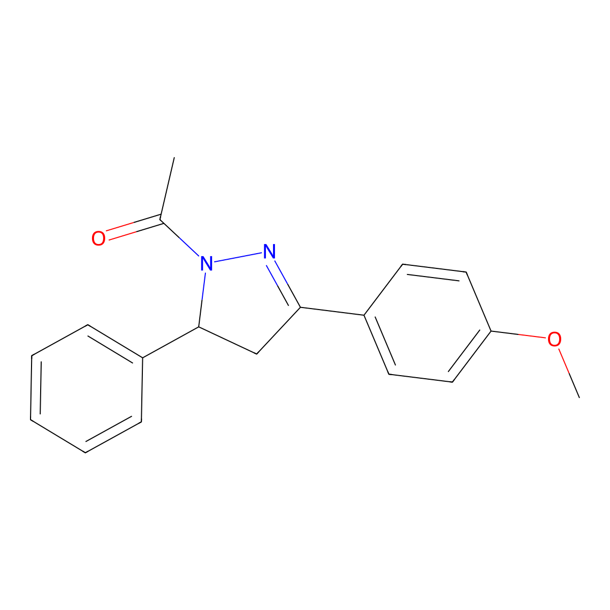 1-[5-(4-Methoxyphenyl)-3-phenyl-3,4-dihydropyrazol-2-yl]ethanone molecular structure, CAS 201545-01-9