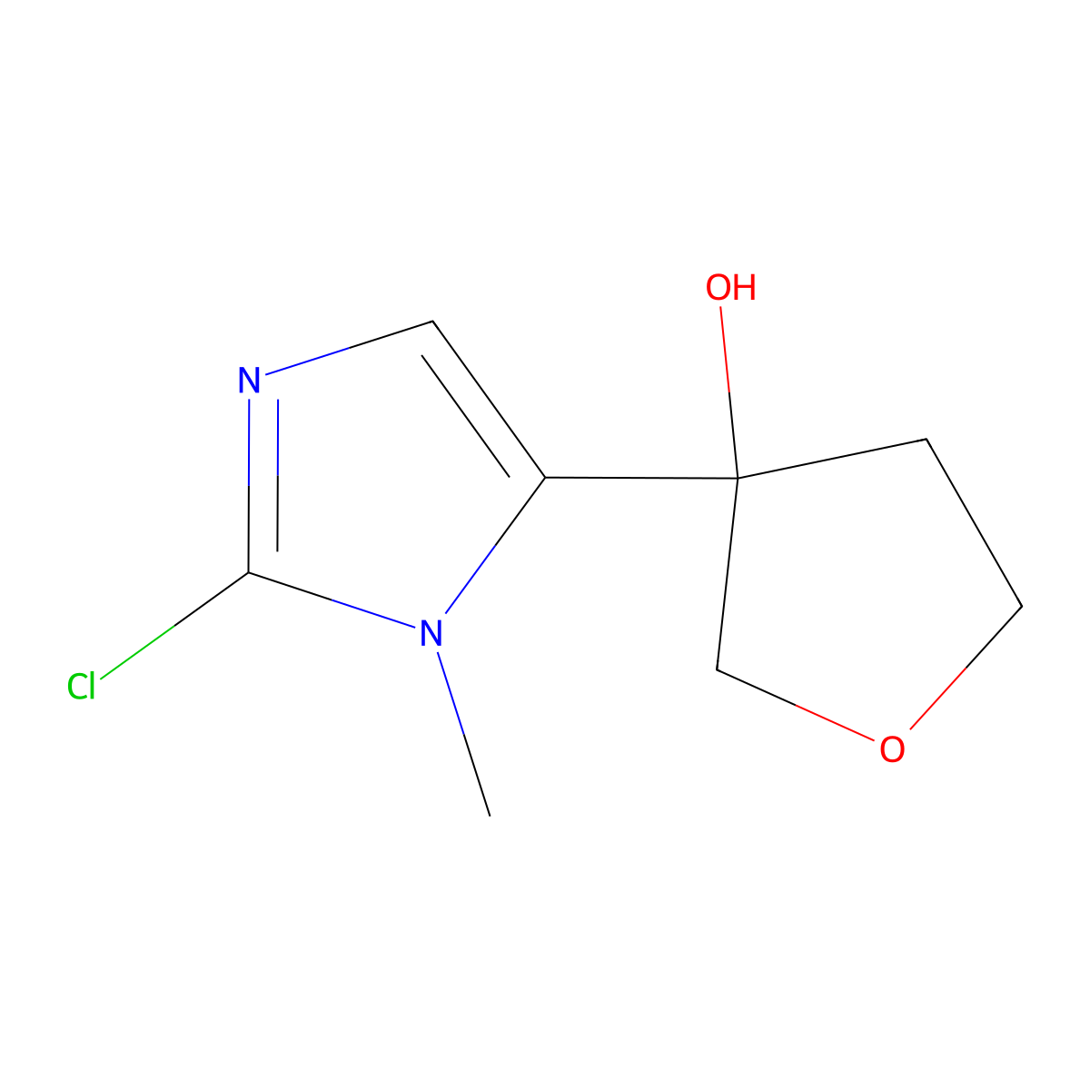 3-(2-chloro-1-methyl-1H-imidazol-5-yl)oxolan-3-ol molecular structure, CAS 2015525-05-8