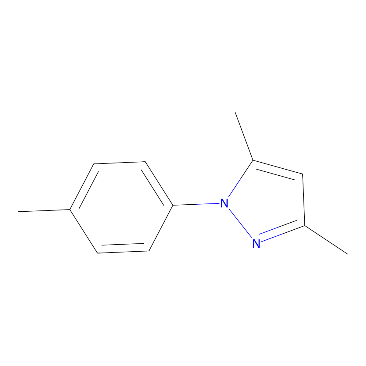 3,5-Dimethyl-1-(4-methylphenyl)-1H-pyrazole molecular structure, CAS 20157-46-4
