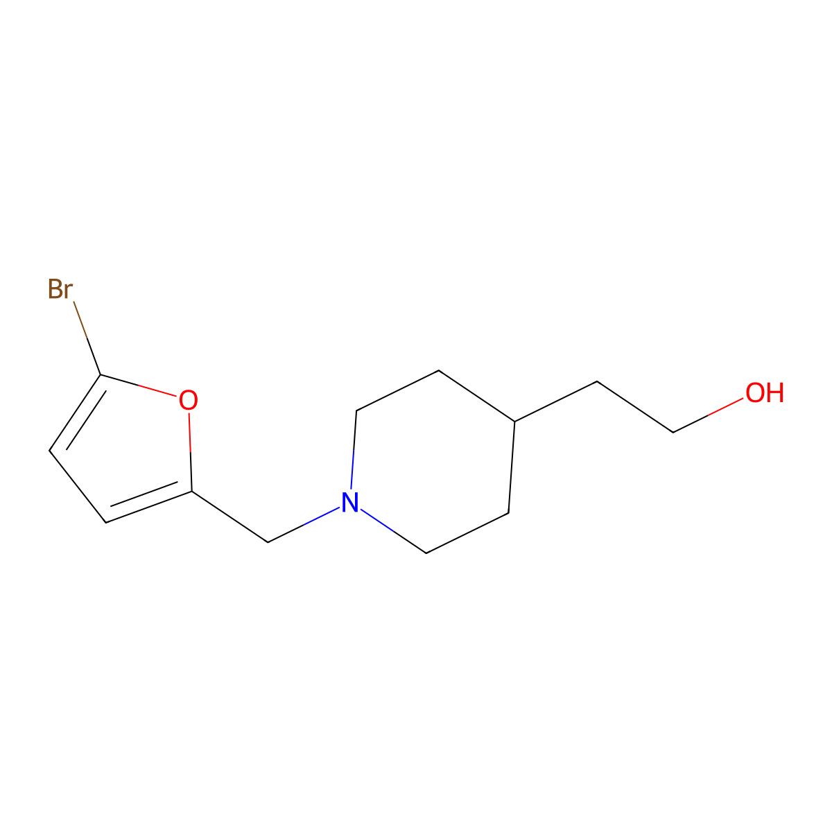 2-(1-((5-Bromofuran-2-yl)methyl)piperidin-4-yl)ethan-1-ol molecular structure, CAS 2015727-75-8