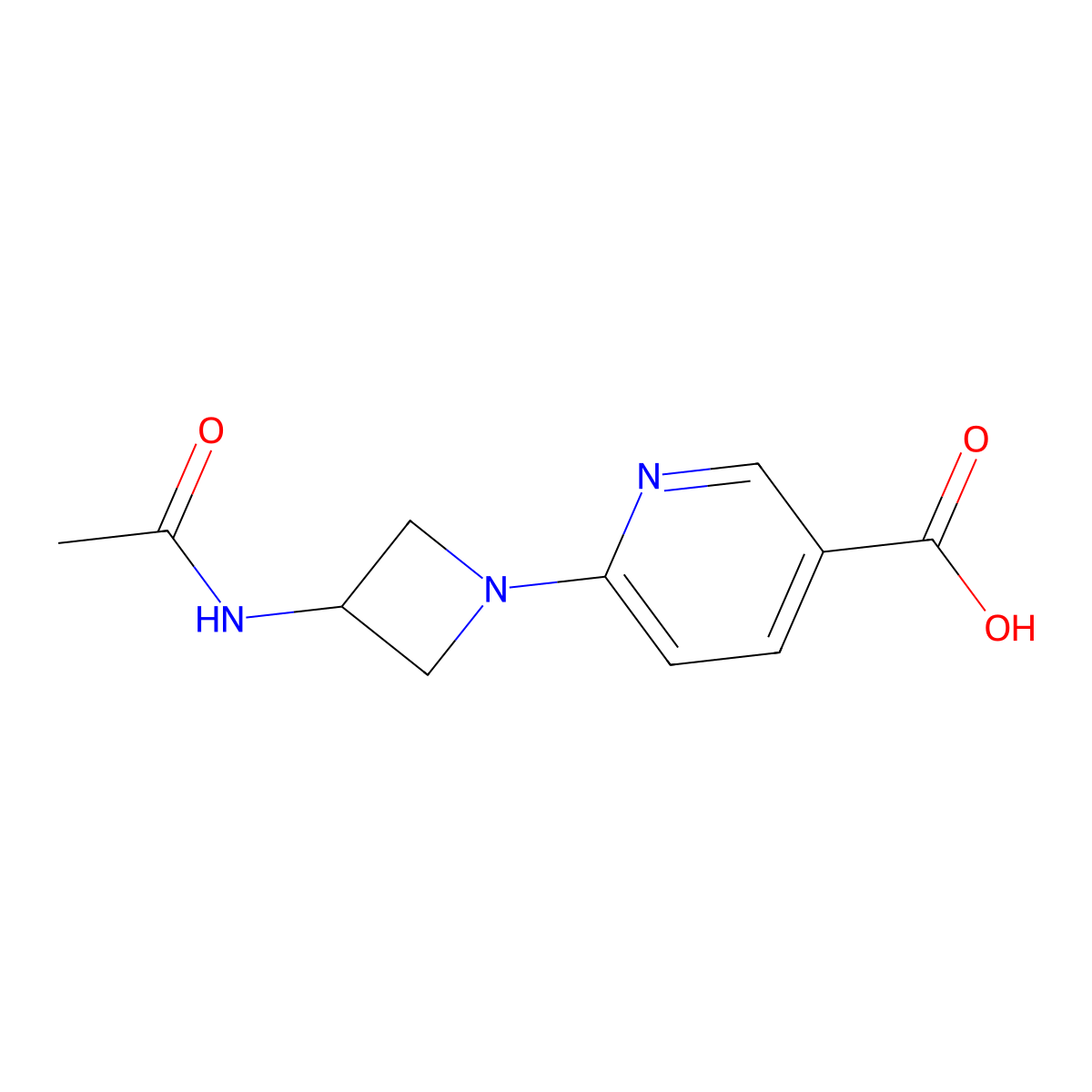6-(3-Acetamidoazetidin-1-yl)pyridine-3-carboxylic acid molecular structure, CAS 2015786-51-1