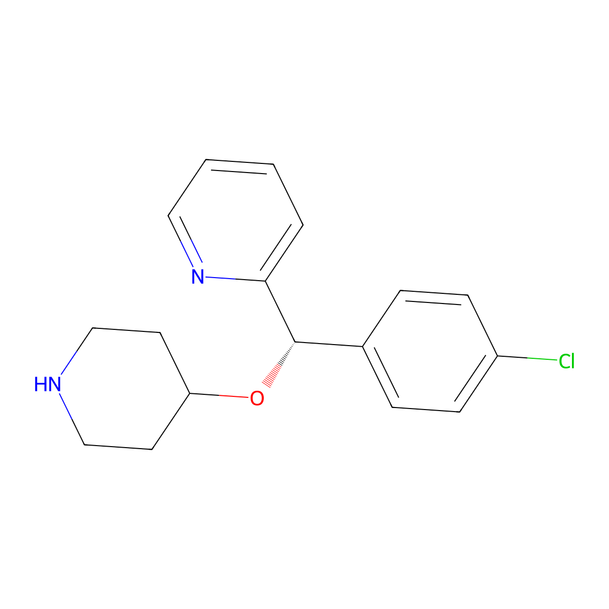 2-((4-Chlorophenyl)(piperidin-4-yloxy)methyl)pyridine, (S)- molecular structure, CAS 201594-84-5