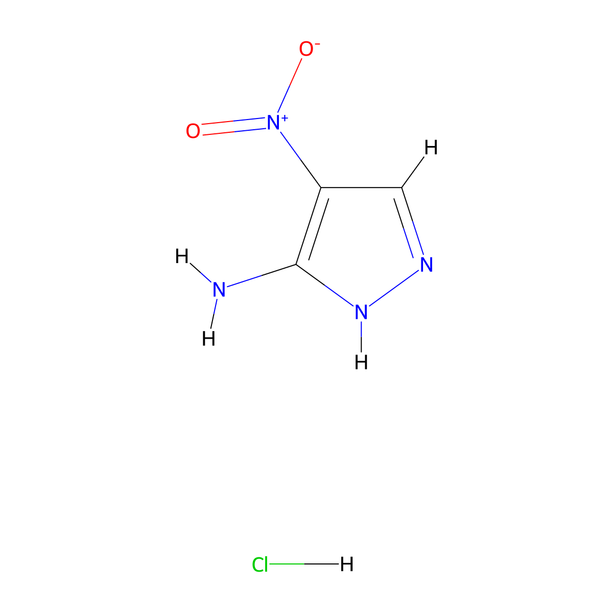 4-nitro-1H-pyrazol-5-amine hydrochloride molecular structure, CAS 201599-35-1