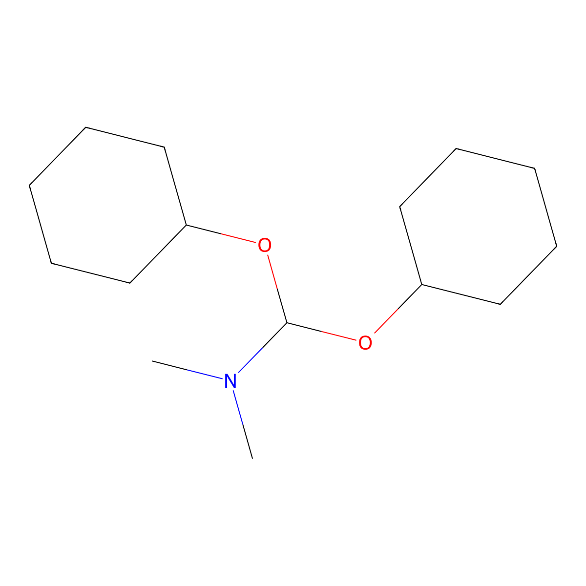 1,1-Bis(cyclohexyloxy)-N,N-dimethylmethanamine molecular structure, CAS 2016-05-9