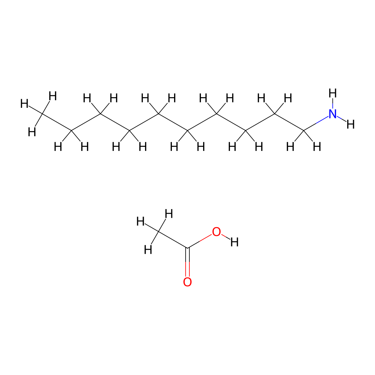 Decylamine, acetate molecular structure, CAS 2016-38-8