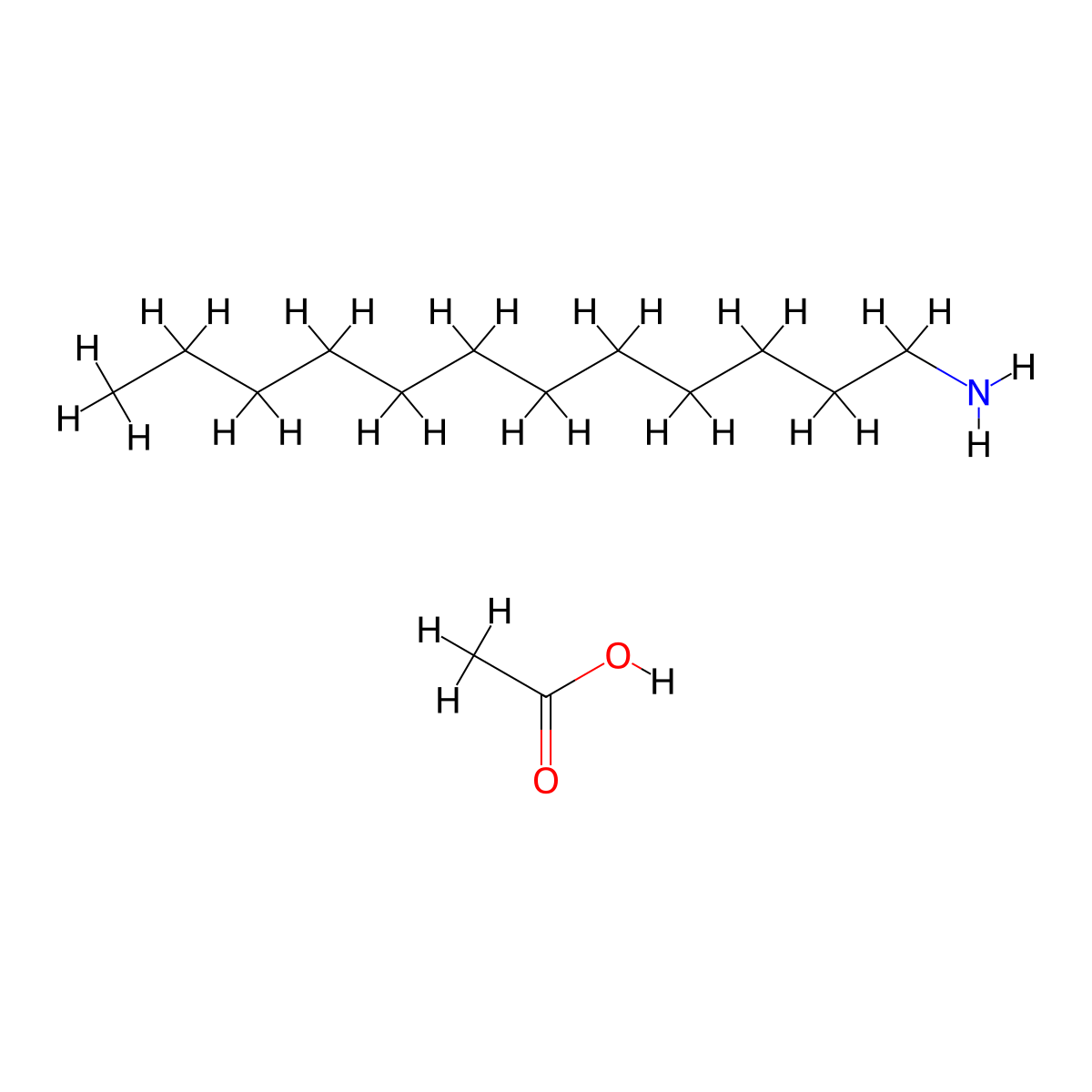 Dodecylamine, acetate molecular structure, CAS 2016-56-0