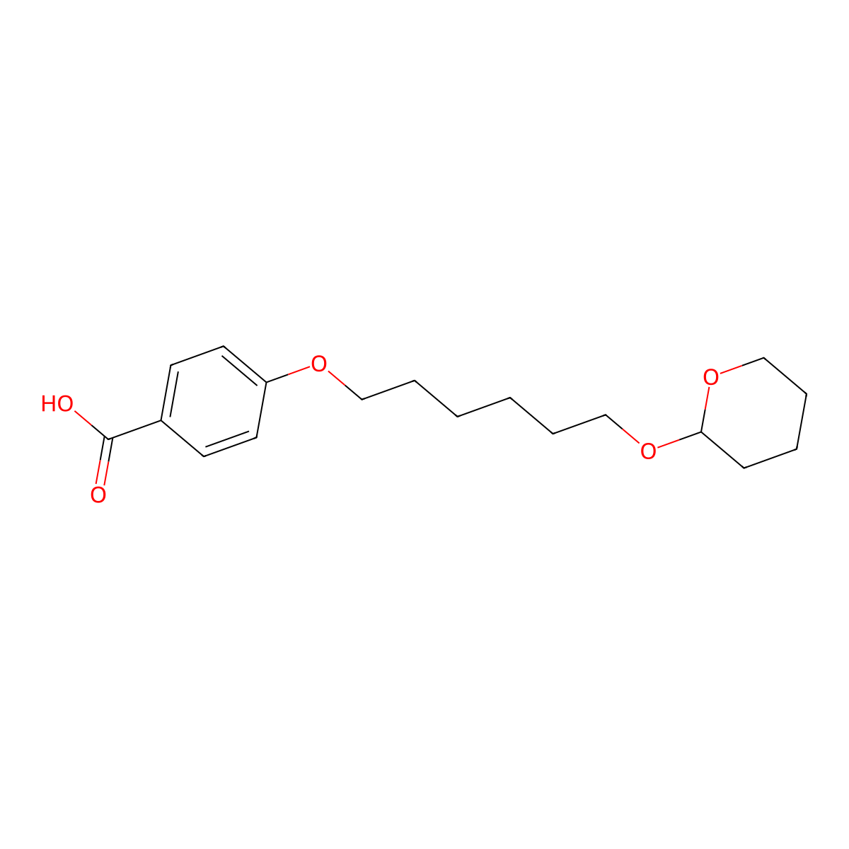 4-{[6-(tetrahydro-2H-pyran-2-yloxy)hexyl]oxy}benzenecarboxylic acid molecular structure, CAS 201601-60-7