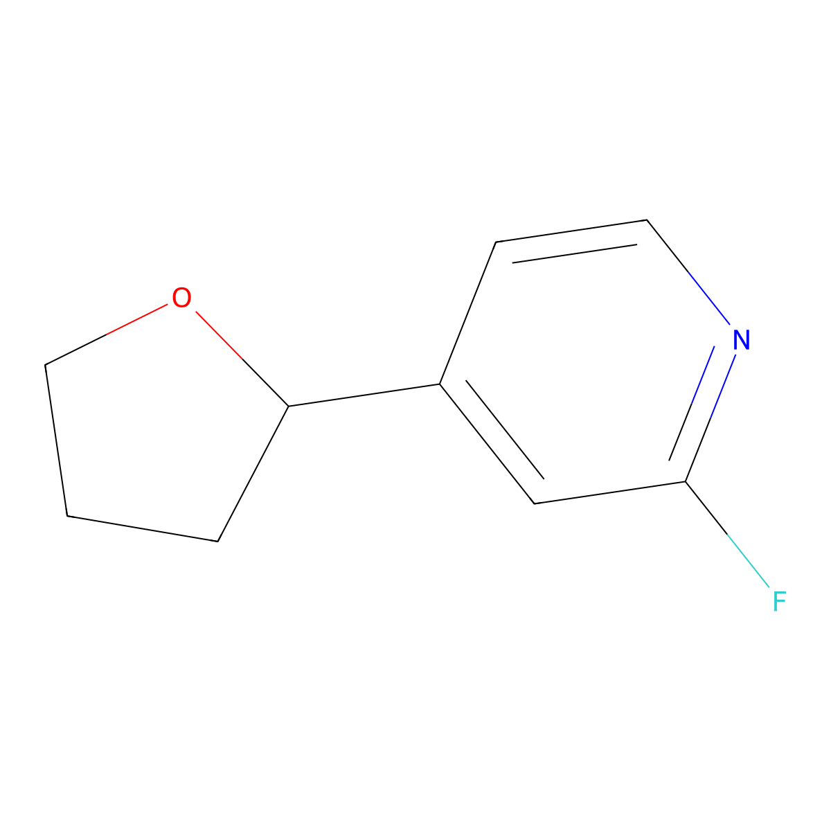 2-Fluoro-4-(oxolan-2-yl)pyridine molecular structure, CAS 2016025-16-2