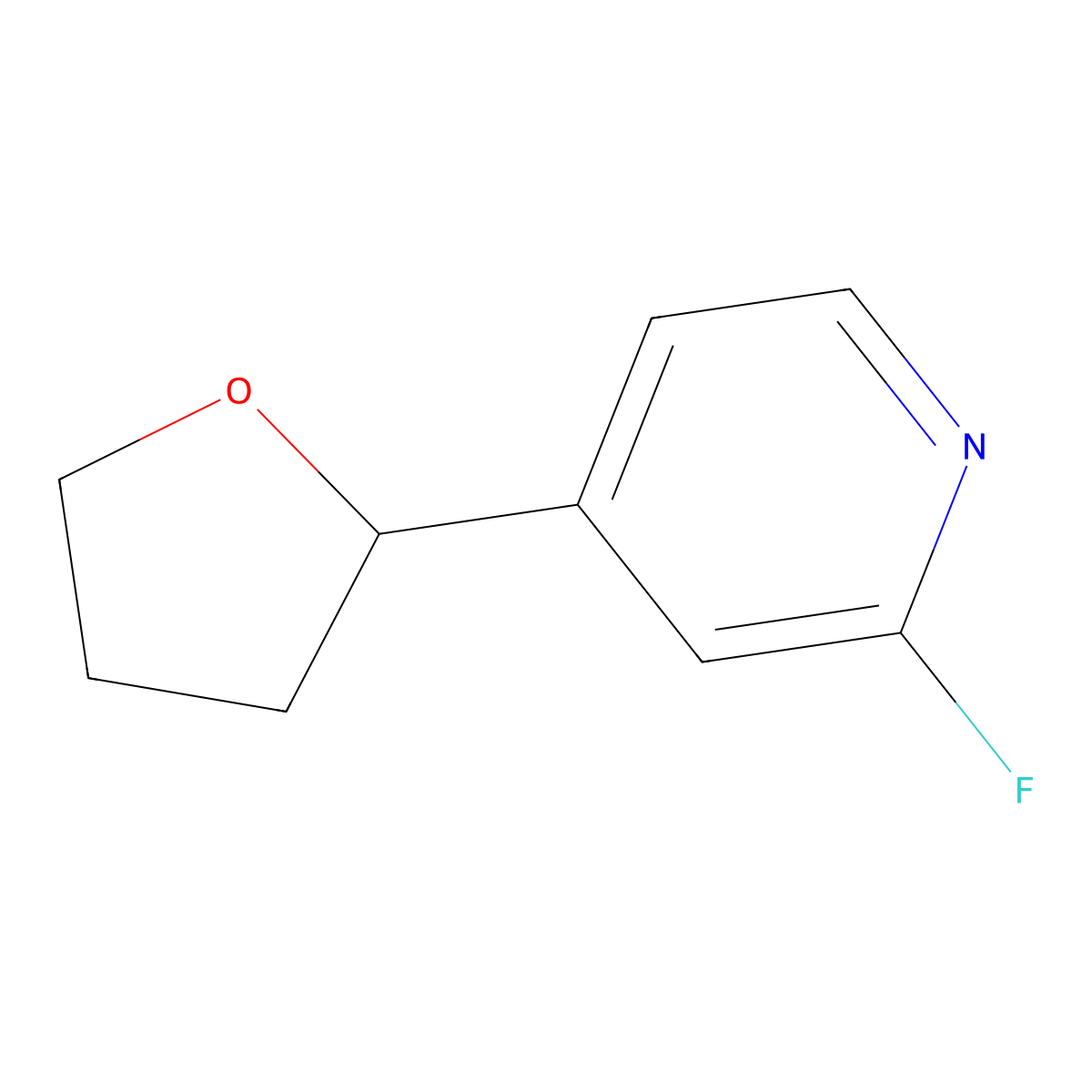 2-Fluoro-4-(oxolan-2-yl)pyridine molecular structure, CAS 2016025-16-2