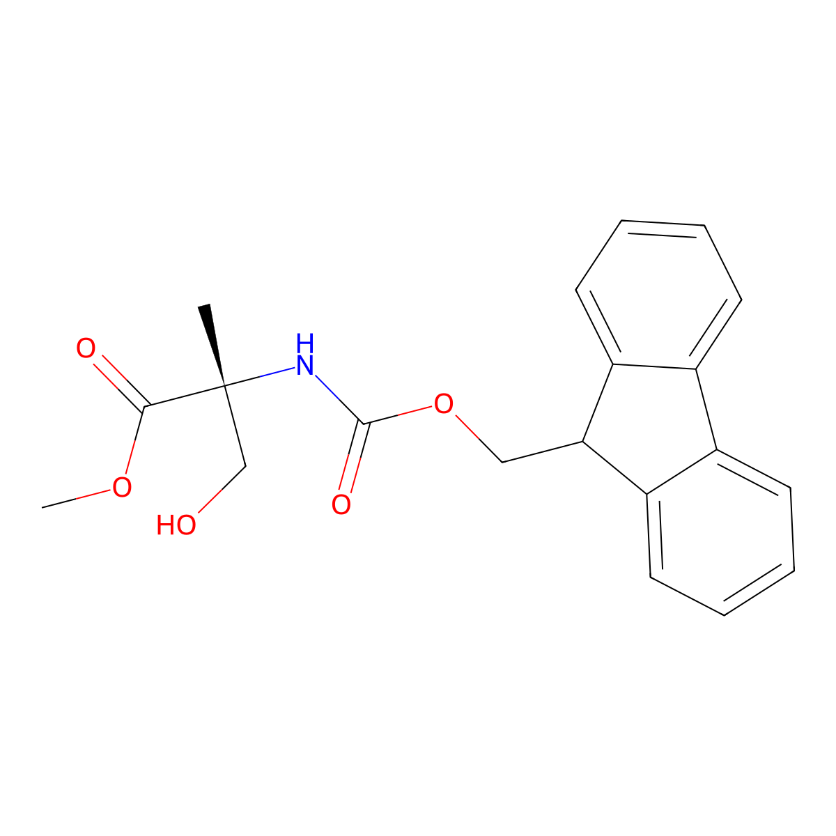 Methyl (R)-2-(Fmoc-amino)-3-hydroxy-2-methylpropanoate molecular structure, CAS 2016044-62-3